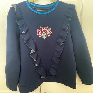 MOP Floral Embroidery Sweatshirt